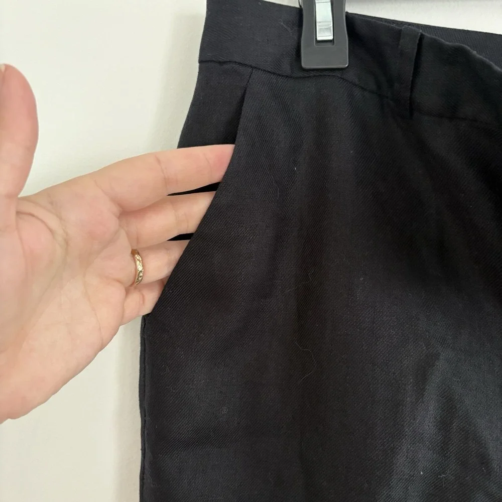 Lauren Ralph Lauren 100% Linen‎ Pants BLACK Lined 10P Minimalist Preppy
